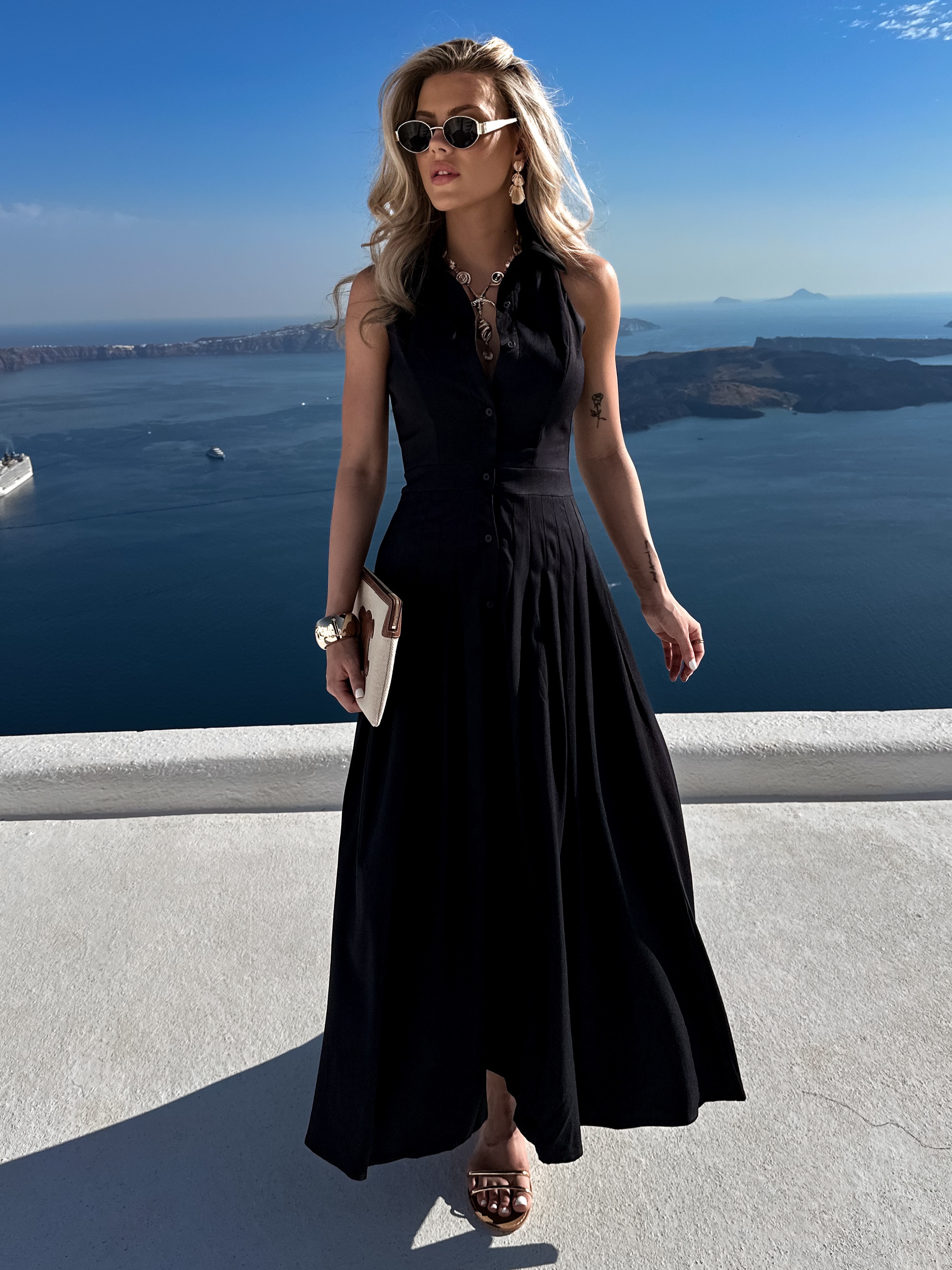 Čierne košeľové letné elegantné šaty CIELLA Veľkosť: M/L