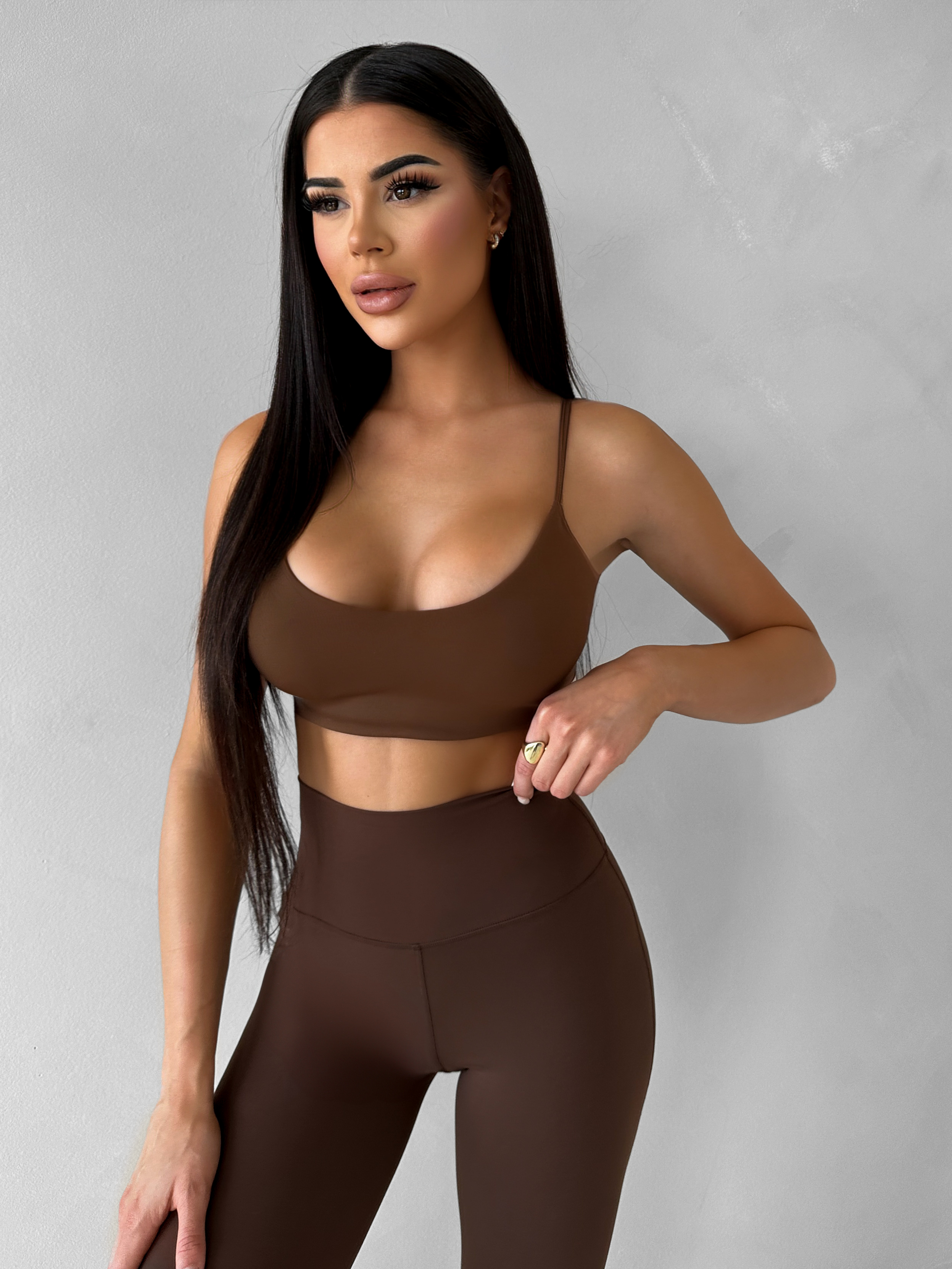 Hnedá športová fitness podprsenka VELIRA Veľkosť: L