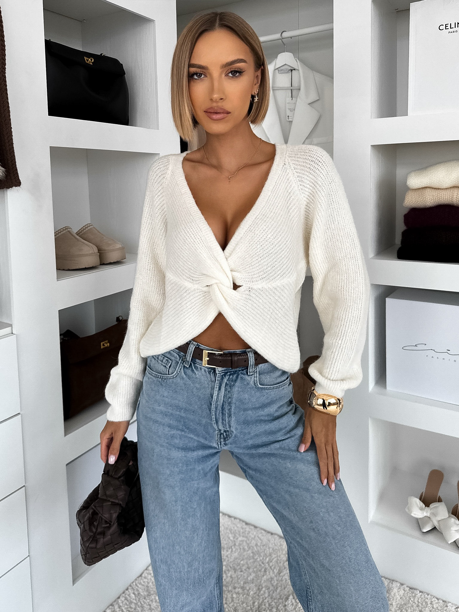 Biely sveter z alpaky TEXARIA Veľkosť: ONESIZE