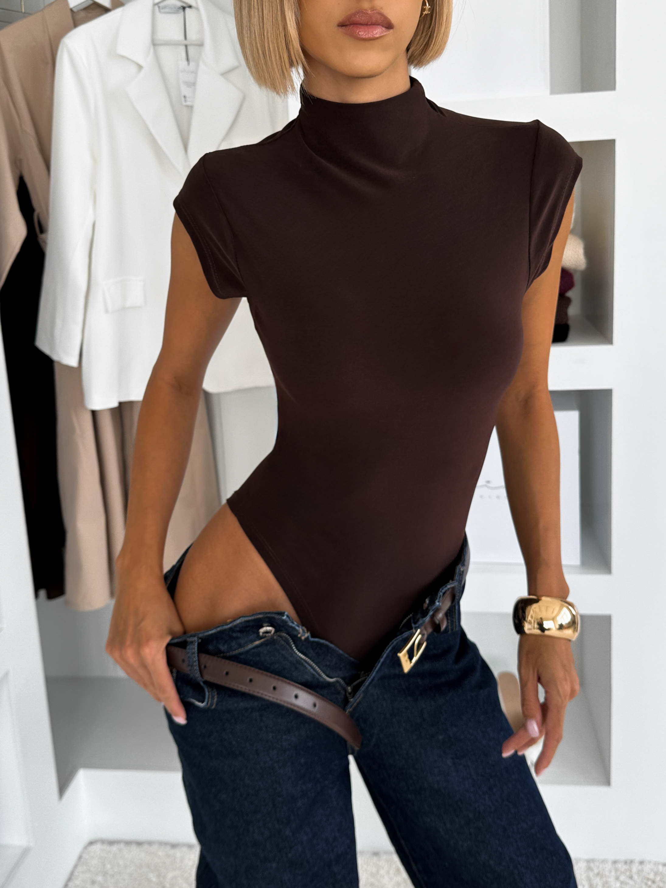 Hnedé basic elastické body ELYVON Veľkosť: ONESIZE