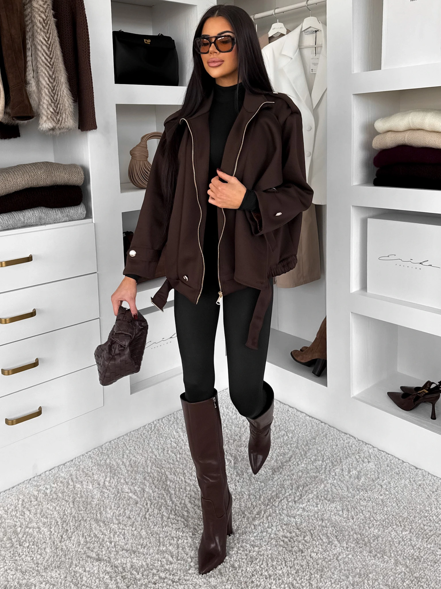 Hnedá štýlová bunda KARELAA Veľkosť: ONESIZE