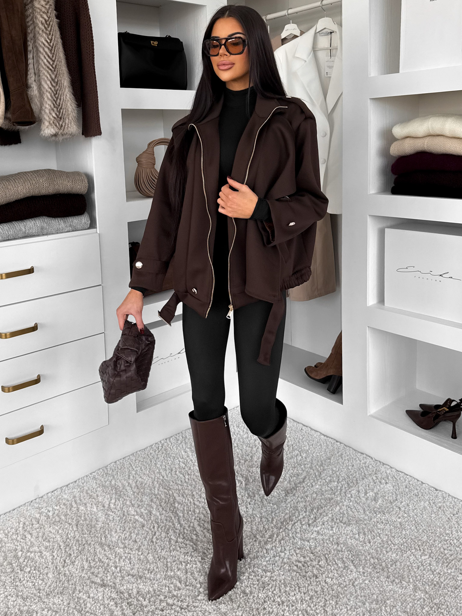 Hnedá štýlová bunda KARELAA Veľkosť: ONESIZE