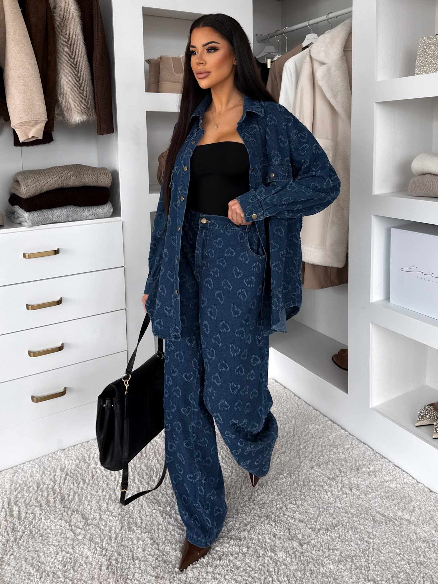 Modrý džínsový štýlový komplet STIVANA Veľkosť: M/L