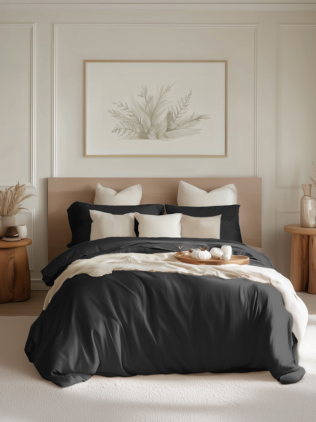 Čierne saténové obliečky EMILLY - 140x200 | 70x90 Veľkosť: 140x200 + 70x90