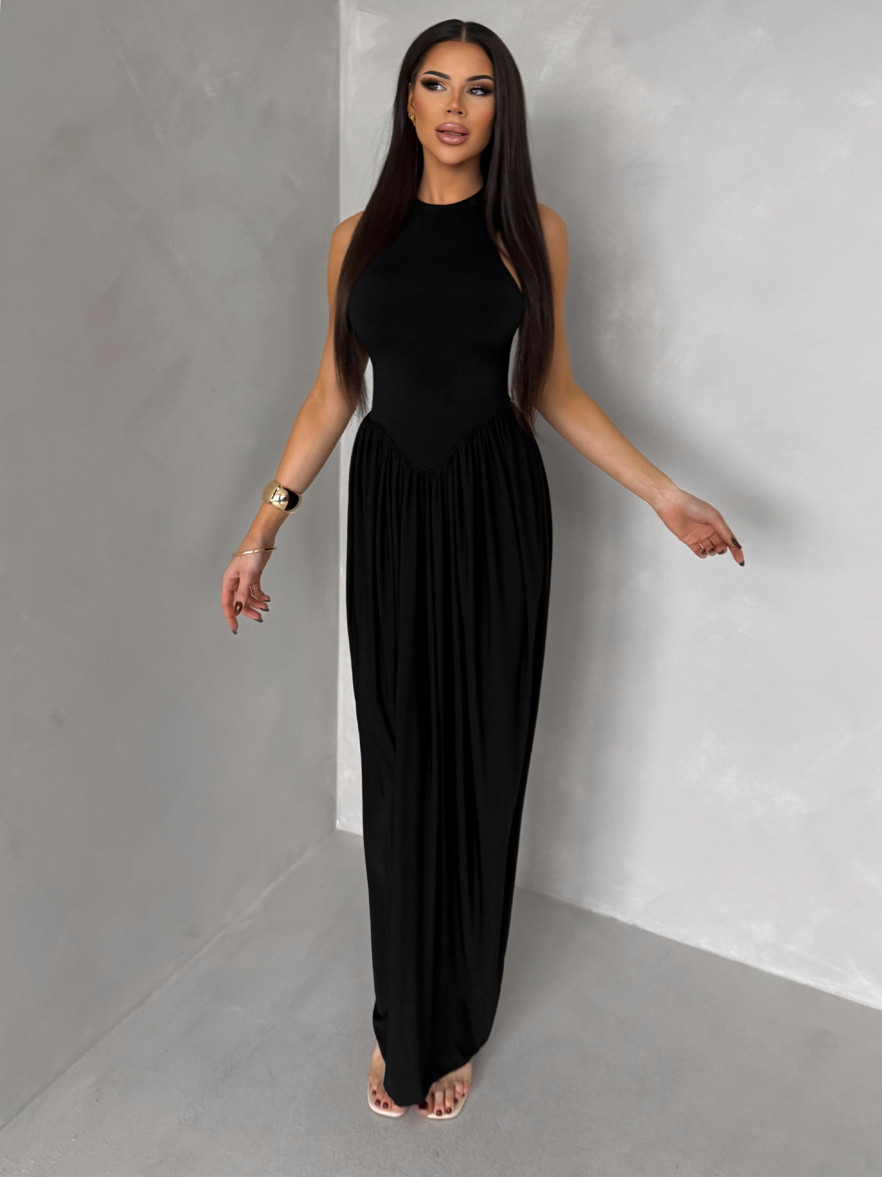 Čierne spoločenské tvarujúce šaty ALYRION Veľkosť: ONESIZE