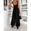 Černé krajkované široké kalhoty LIVIANA (Veľkosť ONESIZE)