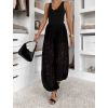 Černé krajkované široké kalhoty LIVIANA (Veľkosť ONESIZE)