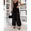 Černé krajkované široké kalhoty LIVIANA (Veľkosť ONESIZE)