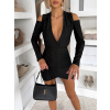 Čierne krátke mini šaty KADIRA s prestrihmi