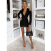 Čierne krátke mini šaty KADIRA s prestrihmi