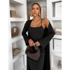 Černý elegantní dlouhý komplet set ARIVELLE (Veľkosť ONESIZE)