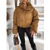 Hnědá koženková zimní bunda FROSTY (Veľkosť M/L)