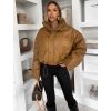 Hnědá koženková zimní bunda FROSTY (Veľkosť M/L)