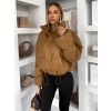 Hnědá koženková zimní bunda FROSTY (Veľkosť M/L)