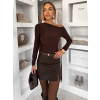 Hnědé elegantní elastické body FUENTO (Veľkosť ONESIZE)