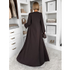 Hnědý elegantní dlouhý komplet set ARIVELLE (Veľkosť ONESIZE)