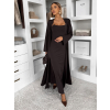 Hnědý elegantní dlouhý komplet set ARIVELLE (Veľkosť ONESIZE)