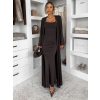 Hnedý elegantný dlhý komplet set ARIVELLE