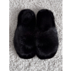 Černé huňaté pantofle PUFFY (Veľkosť 36-37)