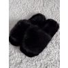 Černé huňaté pantofle PUFFY (Veľkosť 36-37)