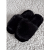 Čierne huňaté šľapky PUFFY