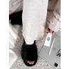 Černé huňaté pantofle PUFFY (Veľkosť 36-37)