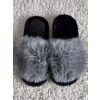 Černobílé domácí pantofle FURLUNY s kožíškem (Veľkosť 36-37)