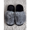 Čiernobiele domáce šľapky FURLUNY s kožúškom