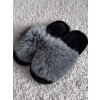 Čiernobiele domáce šľapky FURLUNY s kožúškom