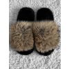 Černohnědé domácí pantofle FURLUNY s kožíškem (Veľkosť 36-37)