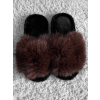 Hnedé domáce huňaté šľapky FURLUNY s kožúškom