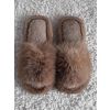Hnědé huňaté pantofle PUFFY (Veľkosť 36-37)