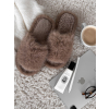 Hnědé huňaté pantofle PUFFY (Veľkosť 36-37)