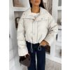 Krémová koženková krátká  bunda FROSTY (Veľkosť M/L)