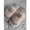Krémové huňaté domácí pantofle SOFTIES s ozdobou (Veľkosť 36-37)