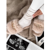 Krémové huňaté domácí pantofle SOFTIES s ozdobou (Veľkosť 36-37)