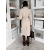 Krémový elegantný midi kabát LOPANI s opaskom