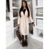 Krémový  elegantní midi kabát LOPANI s páskem (Veľkosť ONESIZE)