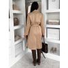Světle hnědý elegantní semišový midi kabát AERISCA (Veľkosť ONESIZE)