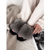 Šedé huňaté domácí pantofle FURLUNY s kožíškem (Veľkosť 36-37)
