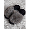 Šedé huňaté domáce šľapky FURLUNY s kožúškom