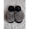 Šedé huňaté domáce šľapky FURLUNY s kožúškom