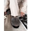 Šedé huňaté domácí pantofle FURLUNY s kožíškem (Veľkosť 36-37)