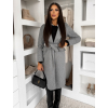 Šedý midi elegantný kabát LOPANI s opaskom