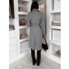 Šedý midi elegantní kabát LOPANI s páskem (Veľkosť ONESIZE)