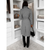 Šedý midi elegantný kabát LOPANI s opaskom