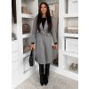 Šedý midi elegantní kabát LOPANI s páskem (Veľkosť ONESIZE)