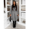 Šedý midi elegantný kabát LOPANI s opaskom
