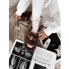 Tmavo hnedé domáce huňaté šľapky SOFTIES s ozdobou
