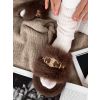 Tmavě hnědé domácí huňaté pantofle SOFTIES s ozdobou (Veľkosť 36-37)